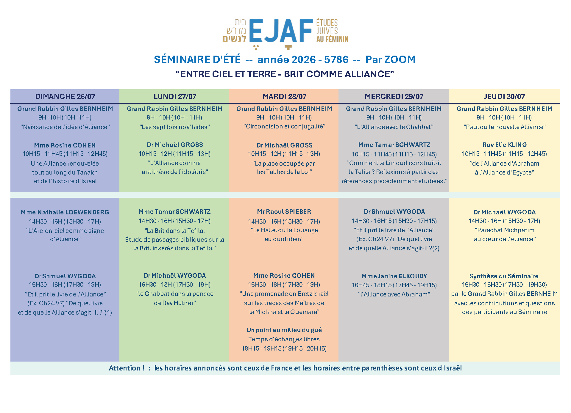 EJAF SÉMINAIRE ÉTÉ 2026