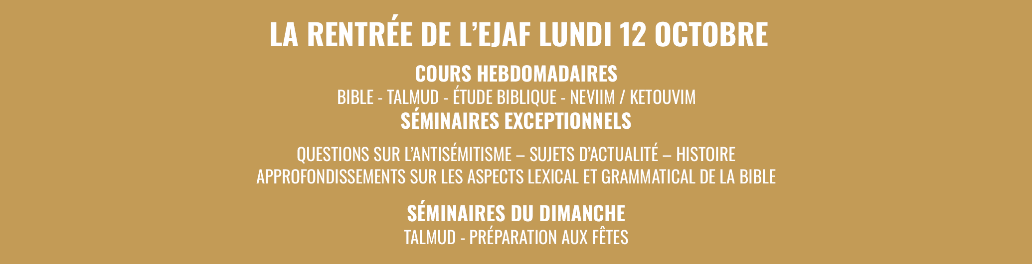 LA RENTRÉE DE L’EJAF LUNDI 12 OCTOBRE