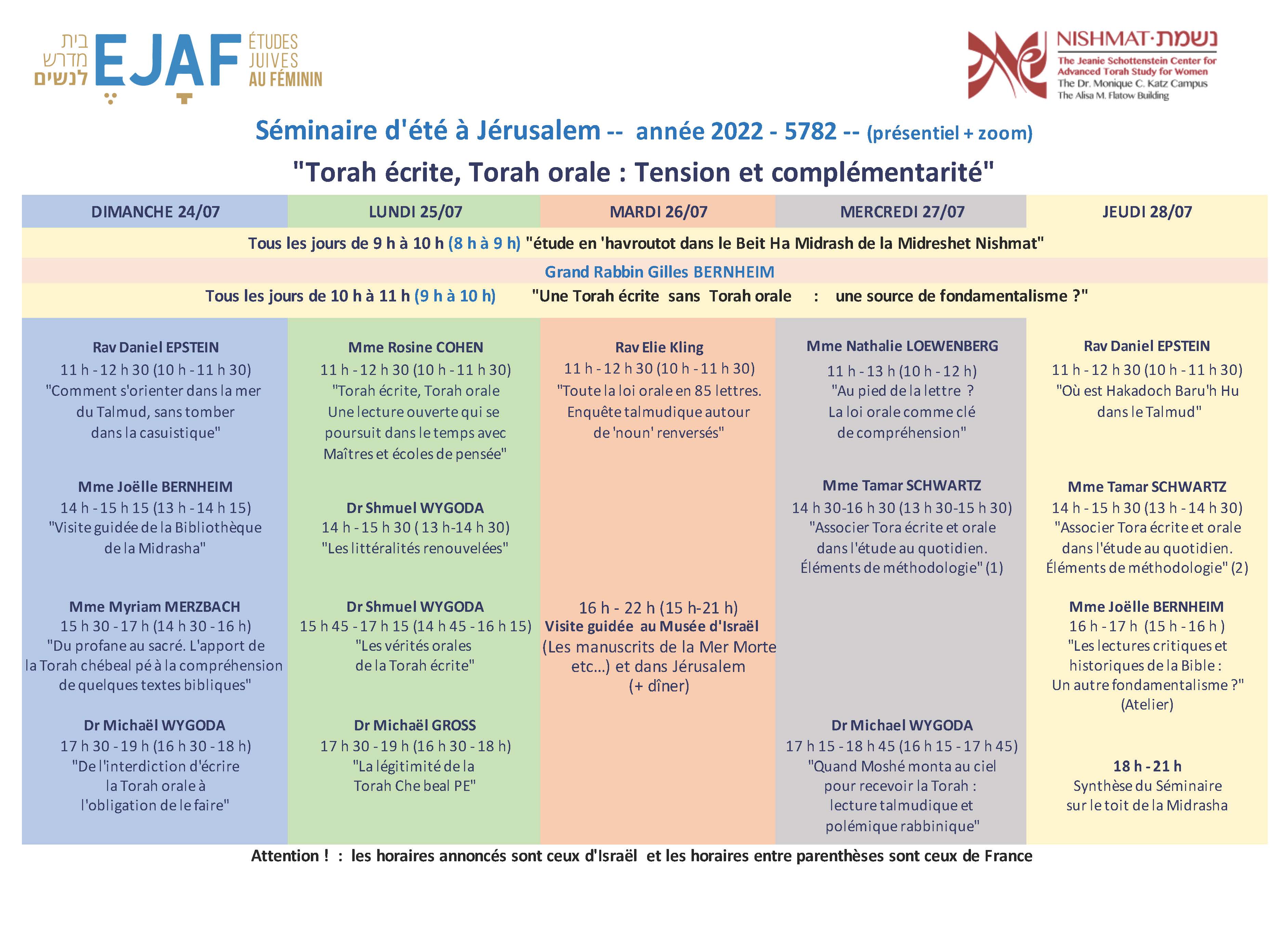 EJAF SEMINAIRE ÉTÉ 2022